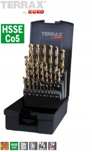 Zestaw wierteł kobaltowych 1-13mm x0,5mm HSSE-Co5 25szt. w kasecie z tworzywa sztucznego ABS A215215RO