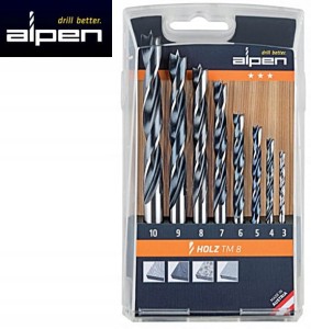 Wiertła do drewna 3-10mm 8szt. HOLZ TM8 (3,4,5,6,7,8,9,10mm) komplet 006000921 Alpen