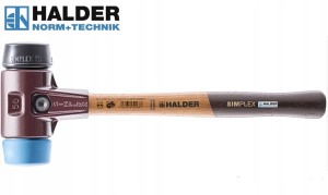 Młotek do płytek 40mm EH 3012 SIMPLEX z miękkim bijakiem obuch gumowy-czarny + obuch TPE niebieski 3012.040 Halder