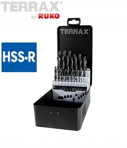 Zestaw wierteł do metalu 1,0-13,0x0,5mm HSS-R 25szt. w kasecie metalowej DIN 338 A205211 Terrax Ruko