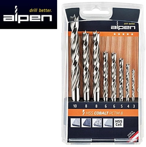 Wiertła kobaltowe 3-10mm do drewna 8szt. HOLZ PCTM8 633000081
