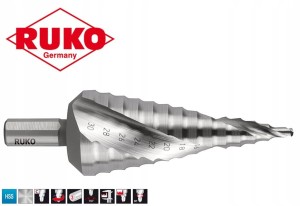 Wiertło wielostopniowe 4-30mm nr2 HSS 14 średnic 4,6,8,10,12,14,16,18,20,22,24,26,28,30 stopniowe 101052