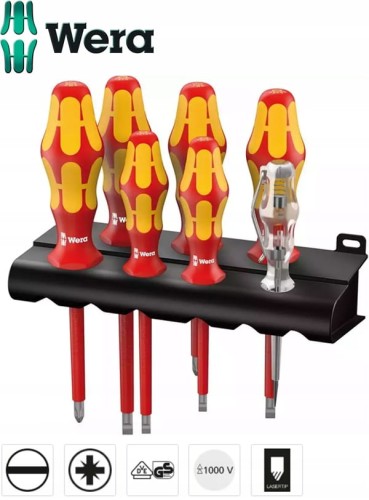 Zestaw wkrętaków izolowanych 1000V 7szt. 4 płaskie + 2 krzyżakowe PZ + próbnik napięcia 160i/165i/7 006148