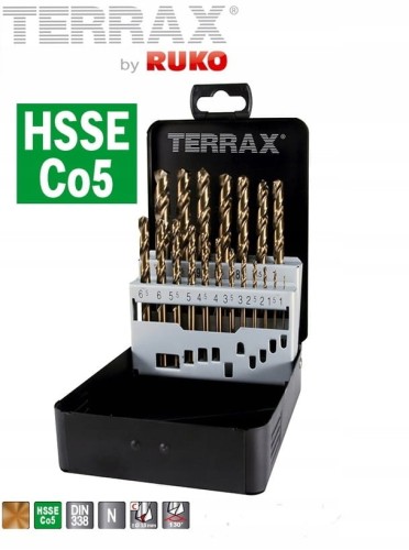 Zestaw wierteł kobaltowych 1,0-10,0x0,5mm HSS-Co5 19szt. w kasecie metalowej A215214
