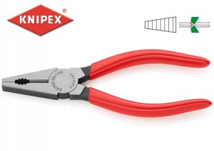 Szczypce uniwersalne kombinerki 140mm 03 01 140 rękojeść powlekana z tworzywa sztucznego 0301140 Knipex