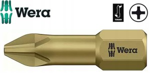 Bit krzyżowy Ph3 x 25mm 1/4" PHILIPS 851/1 TH bardzo twardy ze strefą skrętną 056625 Wera