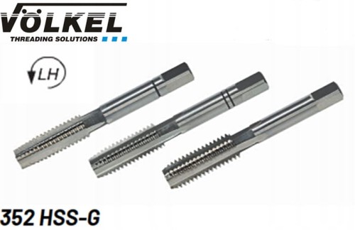 Gwintownik ręczny lewy M5 LH /3szt. HSS DIN-352 P=0,8 dł.50/16mm lewy gwint komplet 27034 Volkel