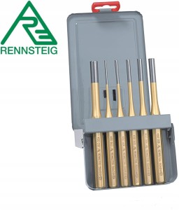 Wybijaki walcowe 6szt. 3,4,5,6,8,10mm Standard Złote w metalowej kasecie 4251600 Rennsteig