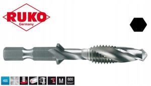 Gwintownik M5 HSS Kombi-Bit wiertło gwintujące wiertło 4,2mm L=57mm z chwytem 1/4" długi 270016 Ruko