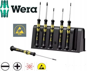 Wkrętaki precyzyjne ESD 1578 A/6 6szt. 4 płaskie + 2 krzyżowe PH 030170 Wera