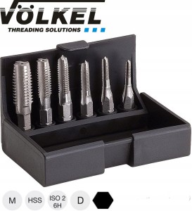 Gwintowniki typu Bit M3-M10 HSS z chwytem 1/4" komplet 67010 Volkel