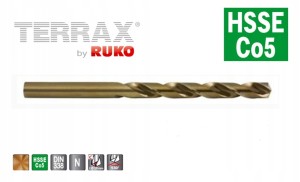 Wiertło kobaltowe do metalu NWKa 4,0 x 75/43mm HSSE-Co5 DIN-338 typN 215040TX Terrax Ruko
