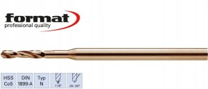 Wiertło miniaturowe 0,40mm x3,0/25mm HSS-Co5 kobaltowe DIN1899-A 8400040 Format