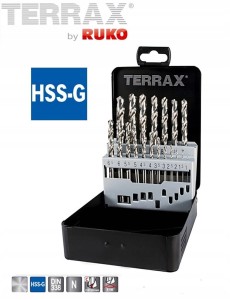 Wiertła do metalu 1,0-10,0mm 19szt. HSS-G szlifowane komplet A214214 Ruko Terrax