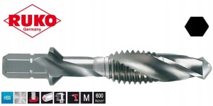 Gwintownik M10 HSS Kombi-Bit wiertło gwintujące (wiertło 8,5mm L=59mm) z chwytem 1/4" krótki R270019 Ruko