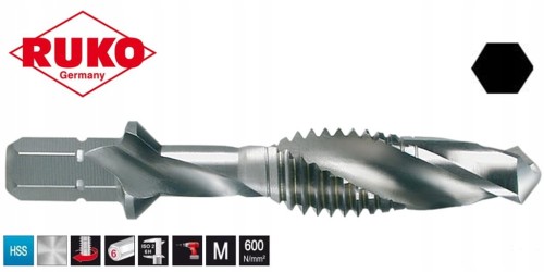 Gwintownik M10 HSS KOMBI BIT 1/4" wiertło gwintujące R270019 RUKO