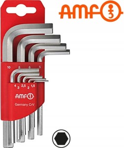 Klucze imbusowe 1,5-10mm 9szt. krótkie 911-HM9D niklowane komplet 46789 Amf
