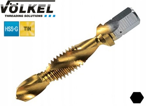 Gwintownik M6 TiN z chwytem typu bit 1/4" wiertło KOMBI BIT 67213 Volkel