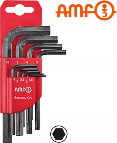 Klucze imbusowe 1,5-10mm 9szt. krótkie 911H-M9C komplet 89425 Amf