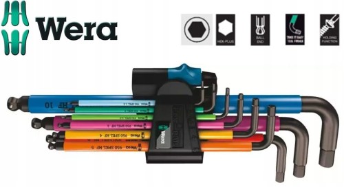 Klucze imbusowe 1,5-10mm z kulką HEX MULTICOLOR 022210 Wera