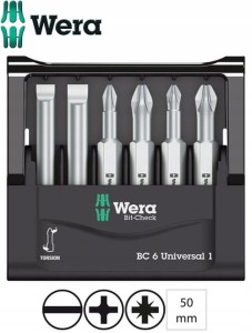 Bity końcówki 6szt. Bit-Check 6 Universal 1 zestaw komplet 056474-Z Wera