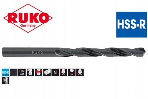 Wiertło do metalu NWKa 14,0 x 160/108mm HSS-R DIN-338 typ N walcowane rolkowo czarne 201140 Ruko