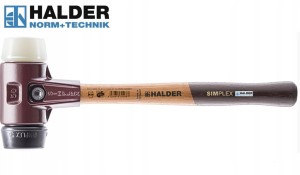 Młotek brukarski do krawężników 50mm SIMPLEX obuch gumowy-czarny + obuch superplastik-biały 3027.050-Z Halder