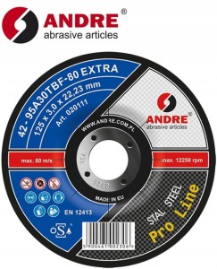 Tarcza 125x3mm do cięcia metalu PRO LINE EXTRA 020111-Z Andre