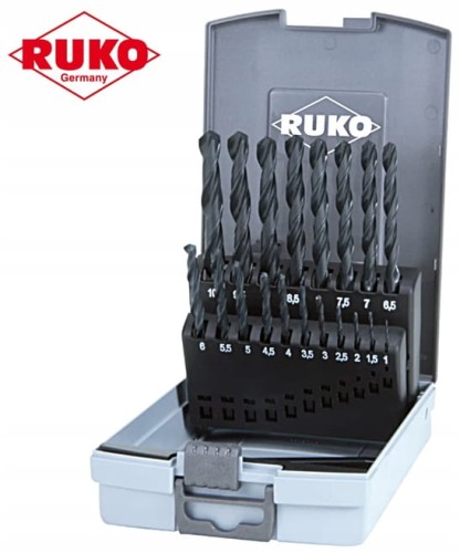 Wiertła do metalu 1,0-10,0mm HSS-R 25szt. komplet 205212RO Ruko