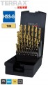 Wiertła do metalu tytanowe 1,0-13,0mm 25szt. HSS-G-TiN powlekane TiN A250215TRO Terrax Ruko