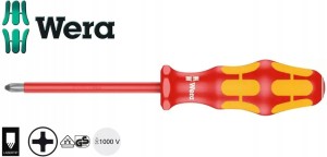 Wkrętak izolowany krzyżowy PH0 x 80/161mm 1000V 162i Kraftform Plus 006150 Wera