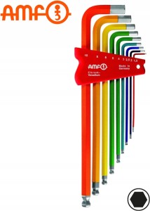 Klucze imbusowe 1,5-10mm 9szt długie z kulką 911LG-HM9F oznaczone kolorem 47001 Amf