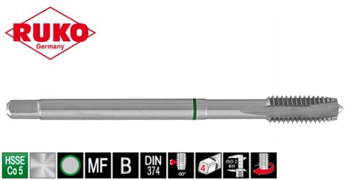 Gwintownik M16x1,5 maszynowy kobaltowy forma B HSSE-Co5 260160E Ruko