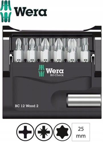 Zestaw bitów 12szt. PZ, PH, Torx Bit-Check 12 Wood 2 057422 Wera