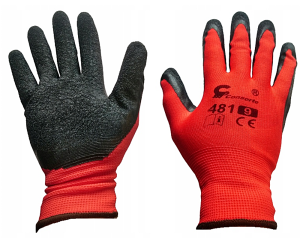 Rękawice 10 pokryte lateksem - czerwone - do prac budowlanych, mechanicznych 1para