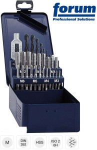 Zestaw narzędzi do gwintowania M3-M12 HSS (gwintowniki 3-sztukowe + wiertła) 8453060