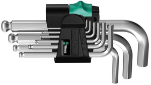 Klucze imbusowe 1,5-10,0mm 9szt. 133163 (krótkie, z kulką, chromowane) HEX-PLUS 3 "950/9"