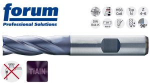 Frez NFPA 2,0mm (L=51mm, rob.=7mm; Z=4) DIN844-K HSSCo8 TiAIN - trzpieniowy 8320011