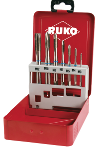 Zestaw gwintowników M3-M12 HSS maszynowych 245057, kształt B; DIN 371/376, 7 części; w metalowej kasecie