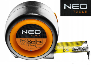 Miara zwijana 8m x 25mm stalowa, auto-stop, magnes 67-218