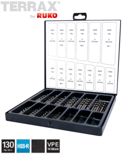 Zestaw wierteł 1,0-6,0x0,5mm HSS-R 130szt. (3,3 + 4,2 - x10szt.) w kasecie metalowej A205195