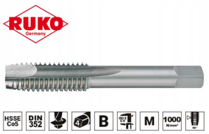 Gwintownik kobaltowy NGMm M3 HSSE-Co5 (P0,50 - L40/10mm) ISO-529 - maszynowy krótki 231030E