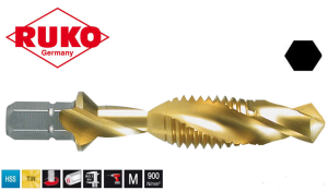 Gwintownik M8 HSS-TiN Kombi-Bit wiertło gwintujące (wiertło 6,8mm L=51mm) z chwytem 1/4" krótki R270018T