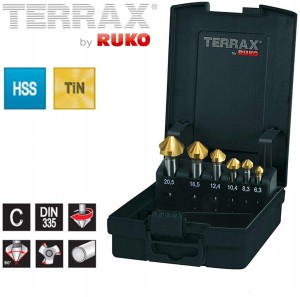 Pogłębiacze stożkowe 6,3-20,5mm kształt C 90st. HSS-TiN DIN 335-C (6szt.) A102152TRO