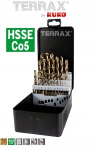 Zestaw wierteł kobaltowych do metalu 1,0-13,0x0,5mm HSS-Co5 25szt. A215215 Terrax Ruko