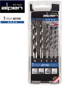 Wiertła do betonu 4-10mm 5szt. PROFI BETON do betonu kamienia materiałów budowlanych 227002221