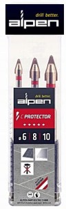 Wiertła do płytek 6,8,10mm C PROTECTOR do twardych płytek szkła i porcelany 003030031 Alpen