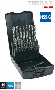 Wiertła do metalu 1,0-10,0 HSS-G 19szt. szlifowane komplet A214214RO